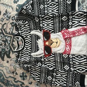 Holiday Time Black and White Llama Sweater